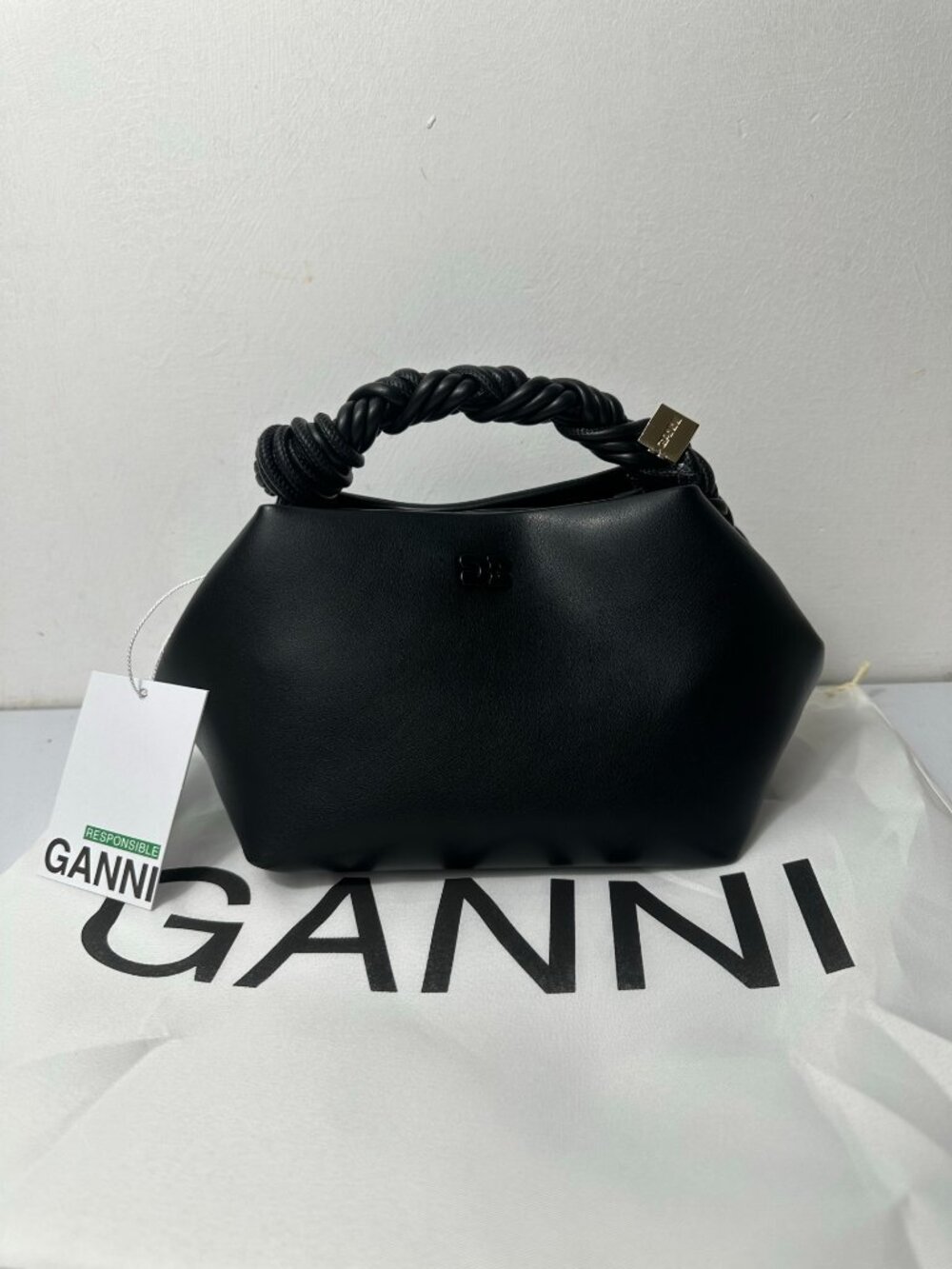 🖤GANNI Black Braided Top Handle Mini Handbag